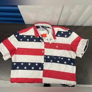Free Planet Red White & Blue Striped Button-Down Shirt